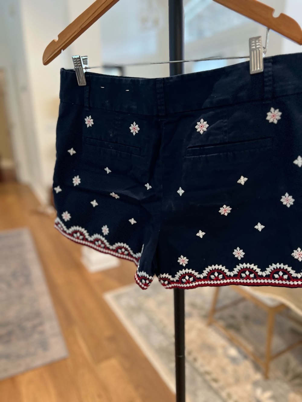 Loft Embroidered Navy Women's Shorts - Picture 2 of 7